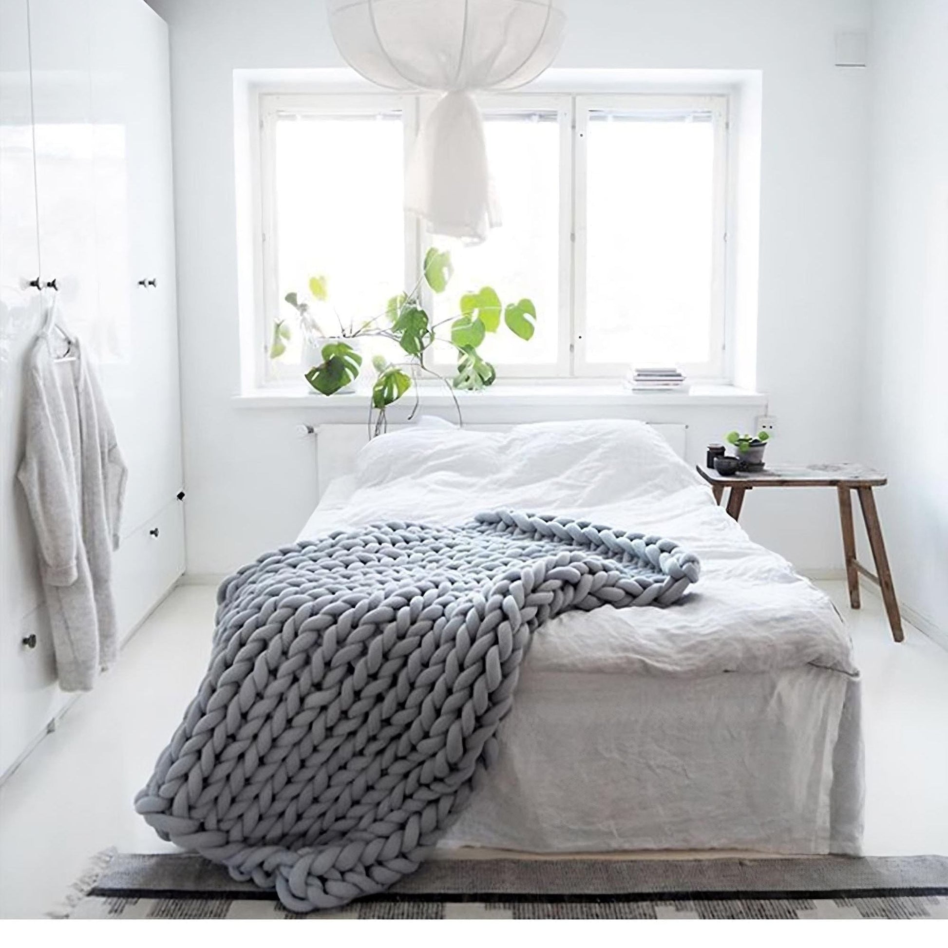 Pavoco Decken & Überwürfe Grau Weiche Strickdecke für Unisex gemütlich vielseitig handgestrickt