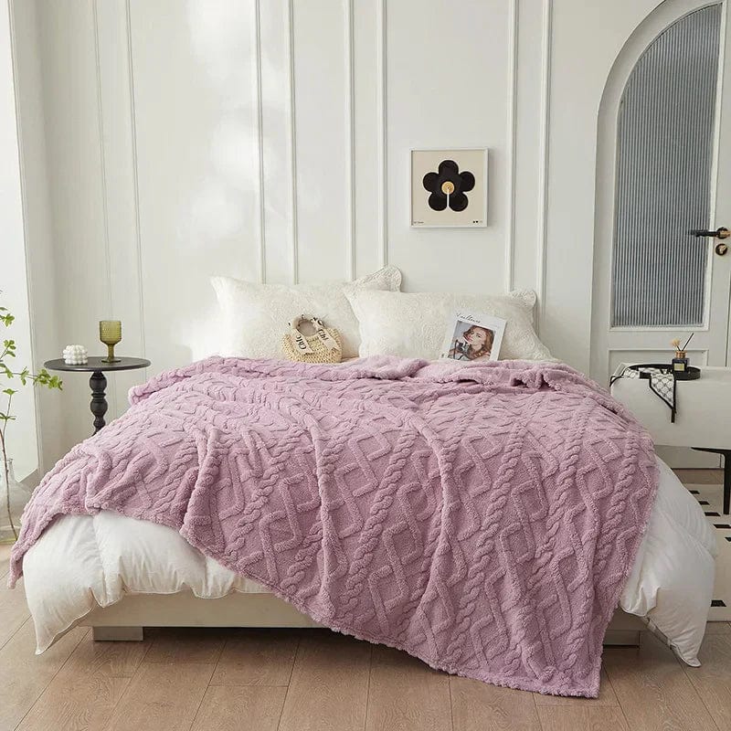Pavoco Decken & Überwürfe Lila / 70x100cm Weiche Wolldecke für Unisex aus Lambswool warm und luxuriös Winter