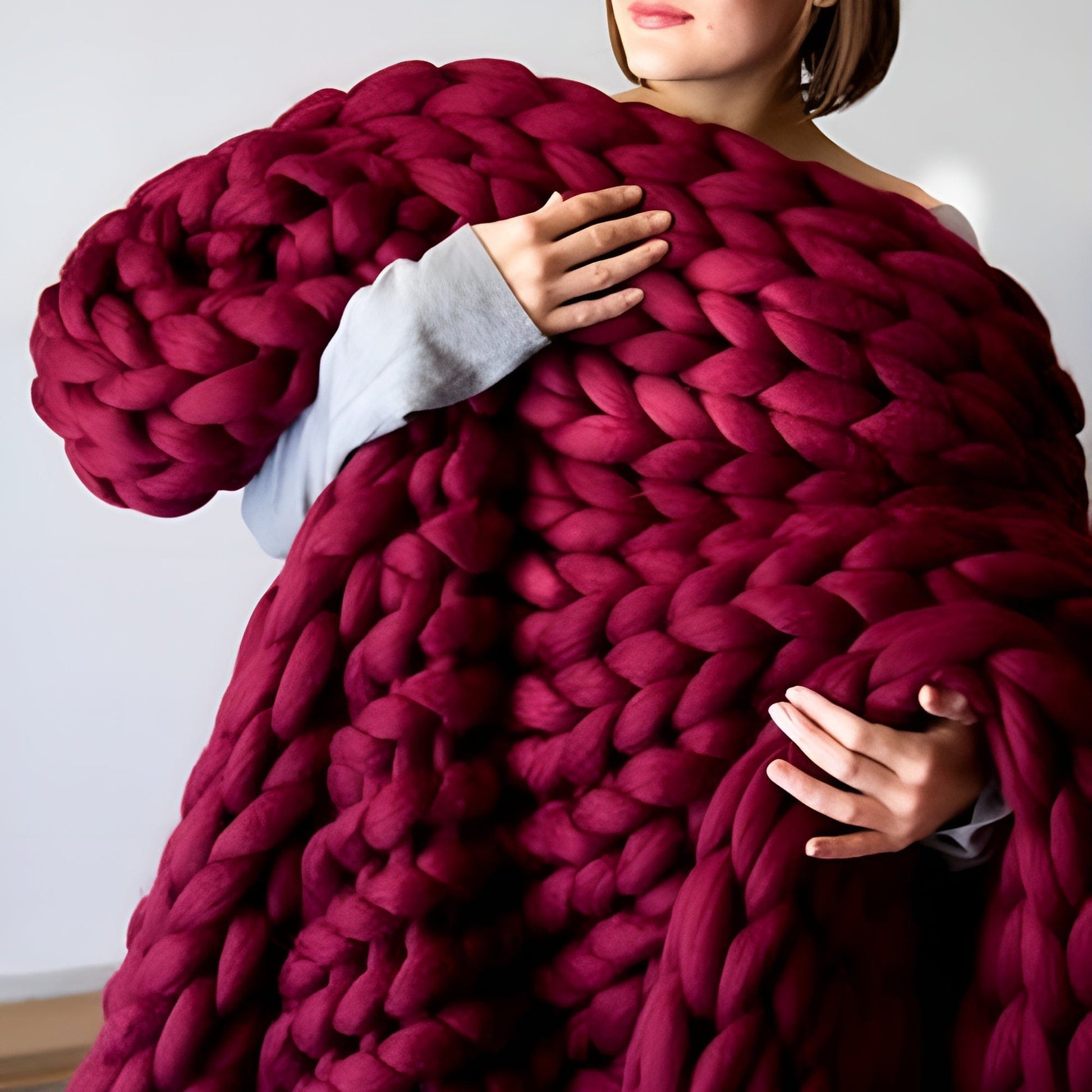 Pavoco Decken & Überwürfe Rot Weiche Strickdecke für Unisex gemütlich vielseitig handgestrickt