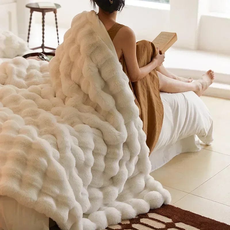 Pavoco Decken & Überwürfe Weiß / 100x160cm Flauschige Kunstpelzdecke für Unisex tragbar weich vielseitig