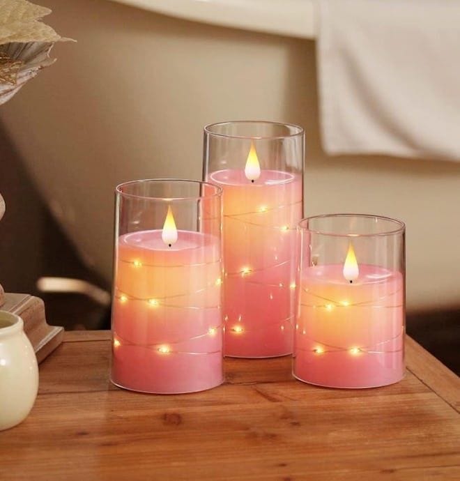 Pavoco Dekorative Kerzen Rosa Realistische LED Kerzen flammenlos sicher dekorativ mit Timer