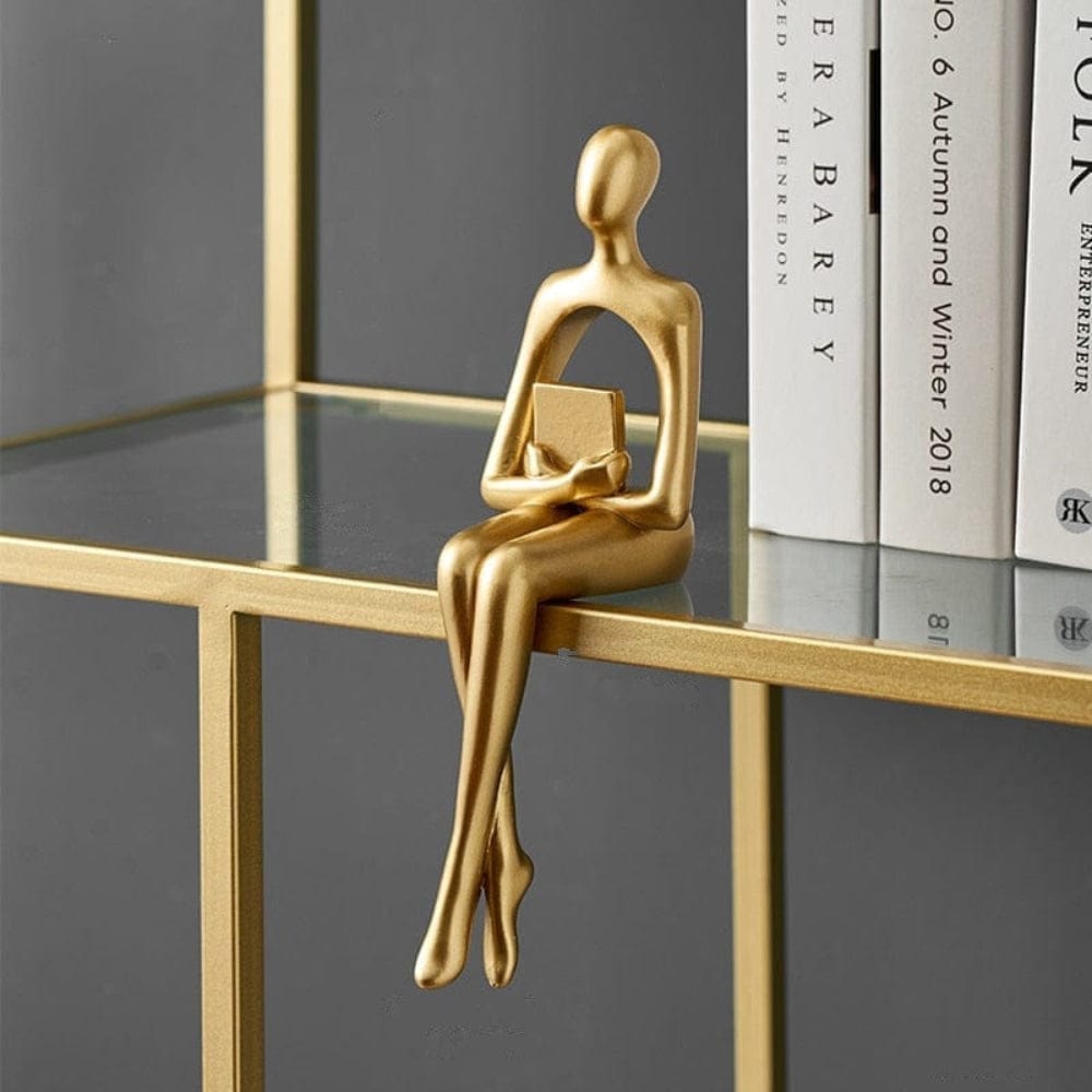 Pavoco Figuren Der Vorleser Elegante dekorative Figur für Unisex modern goldfarben vielseitig