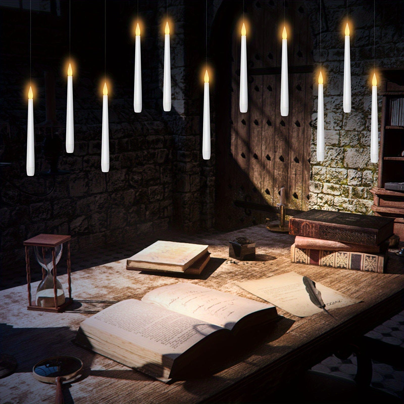 Pavoco Flammenlose Kerzen Elegante LED Kerzen flammenlos mit Timer warmweiß hängend