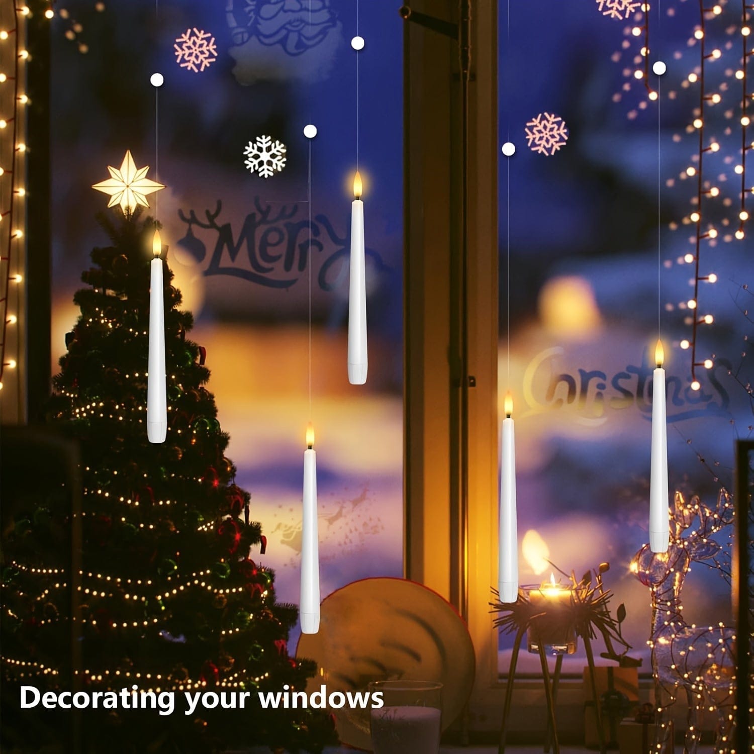 Pavoco Flammenlose Kerzen Elegante LED Kerzen flammenlos mit Timer warmweiß hängend