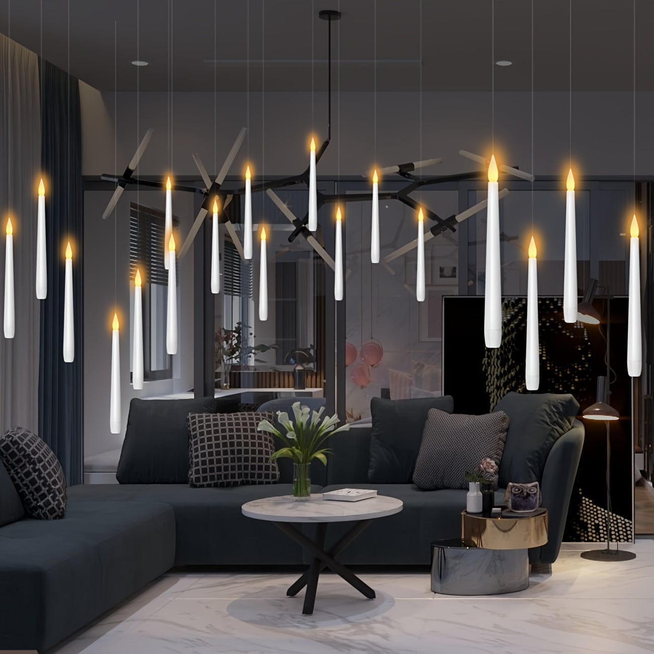 Pavoco Flammenlose Kerzen Elegante LED Kerzen flammenlos mit Timer warmweiß hängend