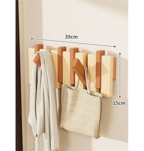 Pavoco Garderobenständer Haken / Nussbaum und Buchenholz Stilvolles Klavierregal für Unisex aus Holz kompakt funktional für Flur Organisation