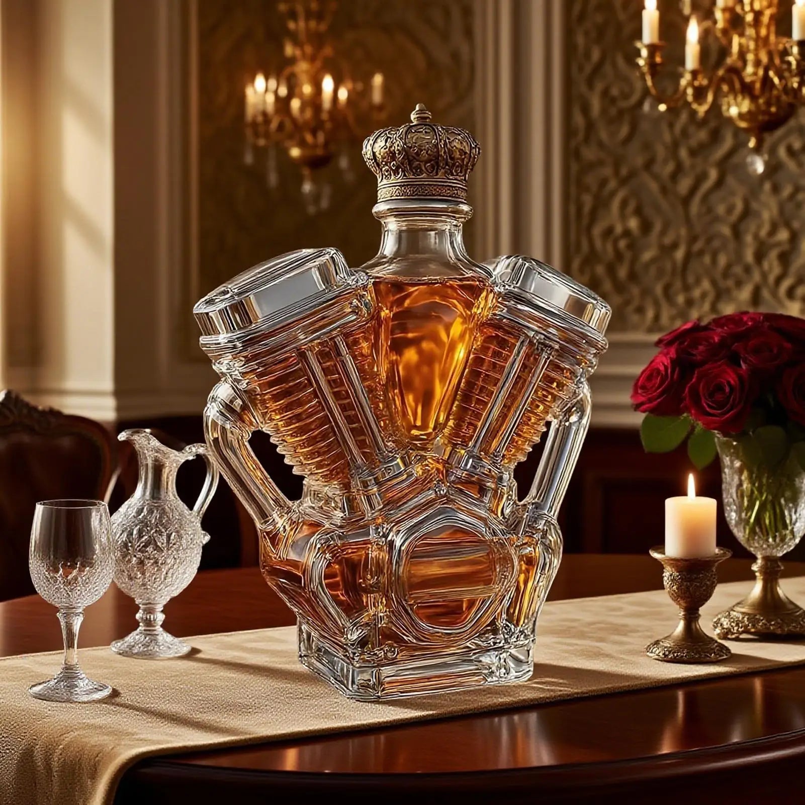 Pavoco Getränkebehälter Default Kreative Whisky Flasche für Sammler aus Glas Motorradmotorform dekorativ