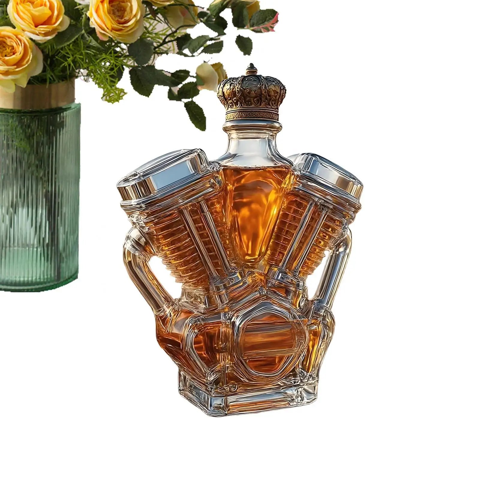 Pavoco Getränkebehälter Default Kreative Whisky Flasche für Sammler aus Glas Motorradmotorform dekorativ