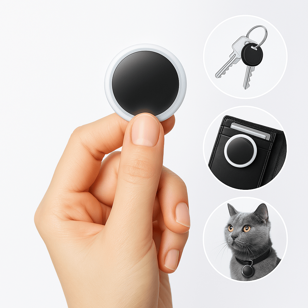 Pavoco GPS-Tracker Default Kompakter GPS Tracker Schlüssel Wertsachen Bluetooth tragbar