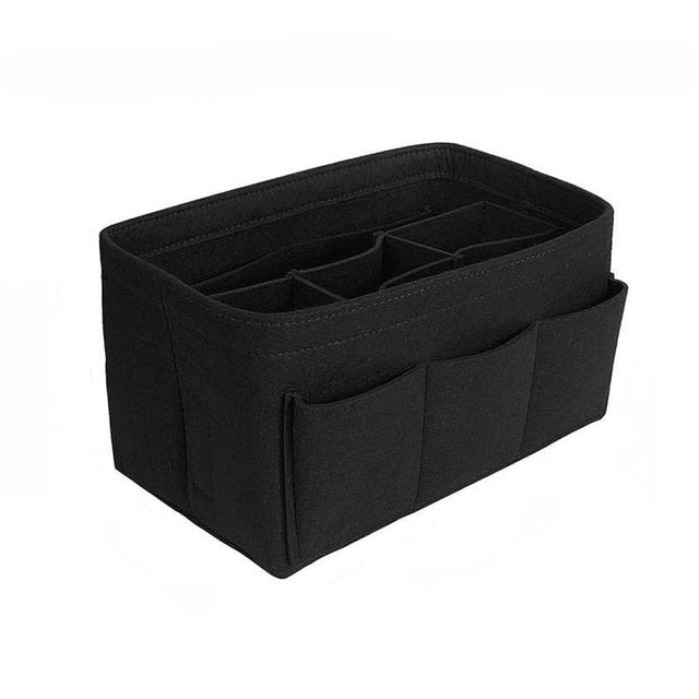 Pavoco Handtaschen-Organizer 26x15x15cm Schwarz Eleganter Filz Taschen Organizer für Damen vielseitig 13 Fächer stabil