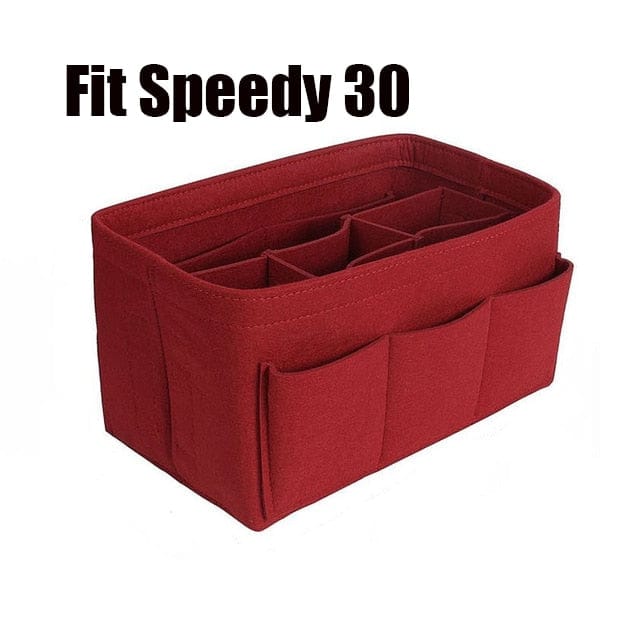 Pavoco Handtaschen-Organizer 30x16x16cm Weinrot Eleganter Filz Taschen Organizer für Damen vielseitig 13 Fächer stabil