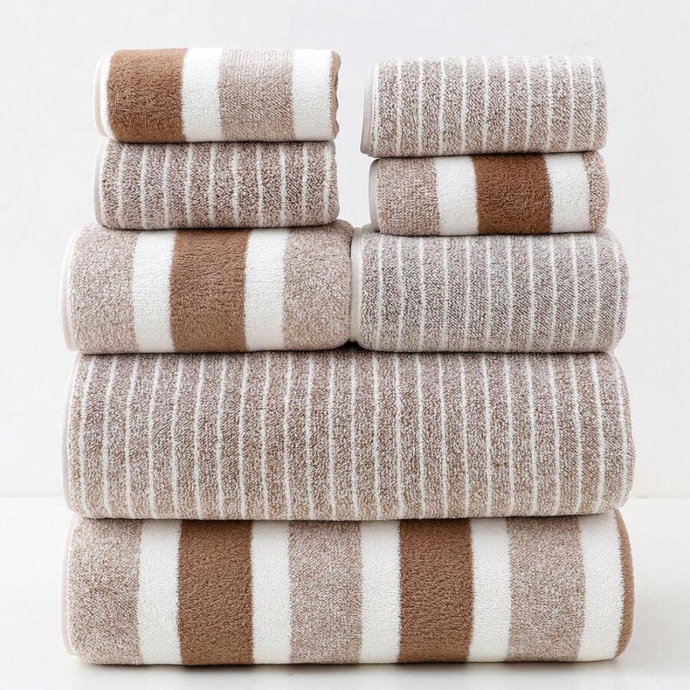Pavoco Handtücher Kaffeefarbe Weiches Badetuch-Set für Unisex 8-teilig schnelltrocknend aus Korallenfleece