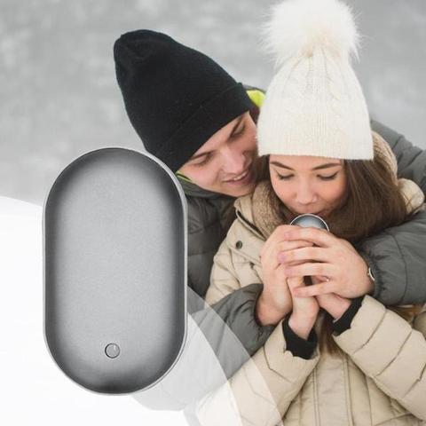 Pavoco Handwärmer Silber / 1 (Funktioniert für beide Hände) Kompakter Handwärmer für Unisex mit Powerbank Funktionalität