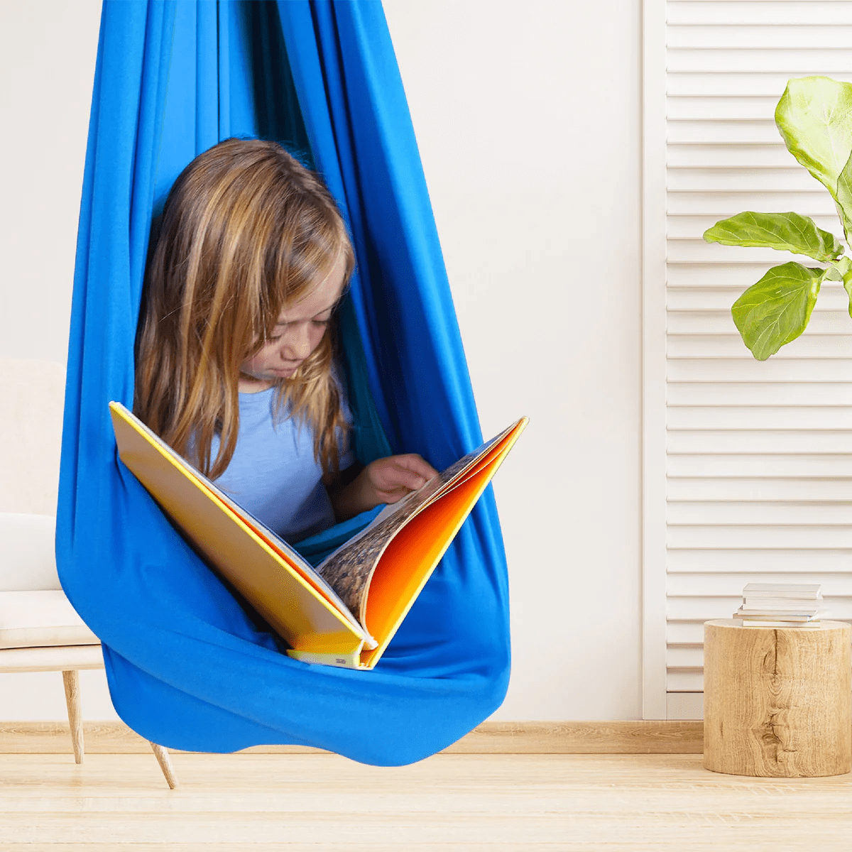 Pavoco Hängematten Blau Weiche Therapie Hängematte für Kinder sicher entspannend sensorisch
