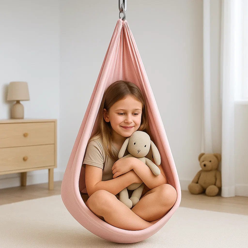 Pavoco Hängematten & Hängestühle Rosa / 100 x 280 cm Weicher Hängesessel für Kinder Baumwolle Indoor vielseitig einsetzbar Spielbereich