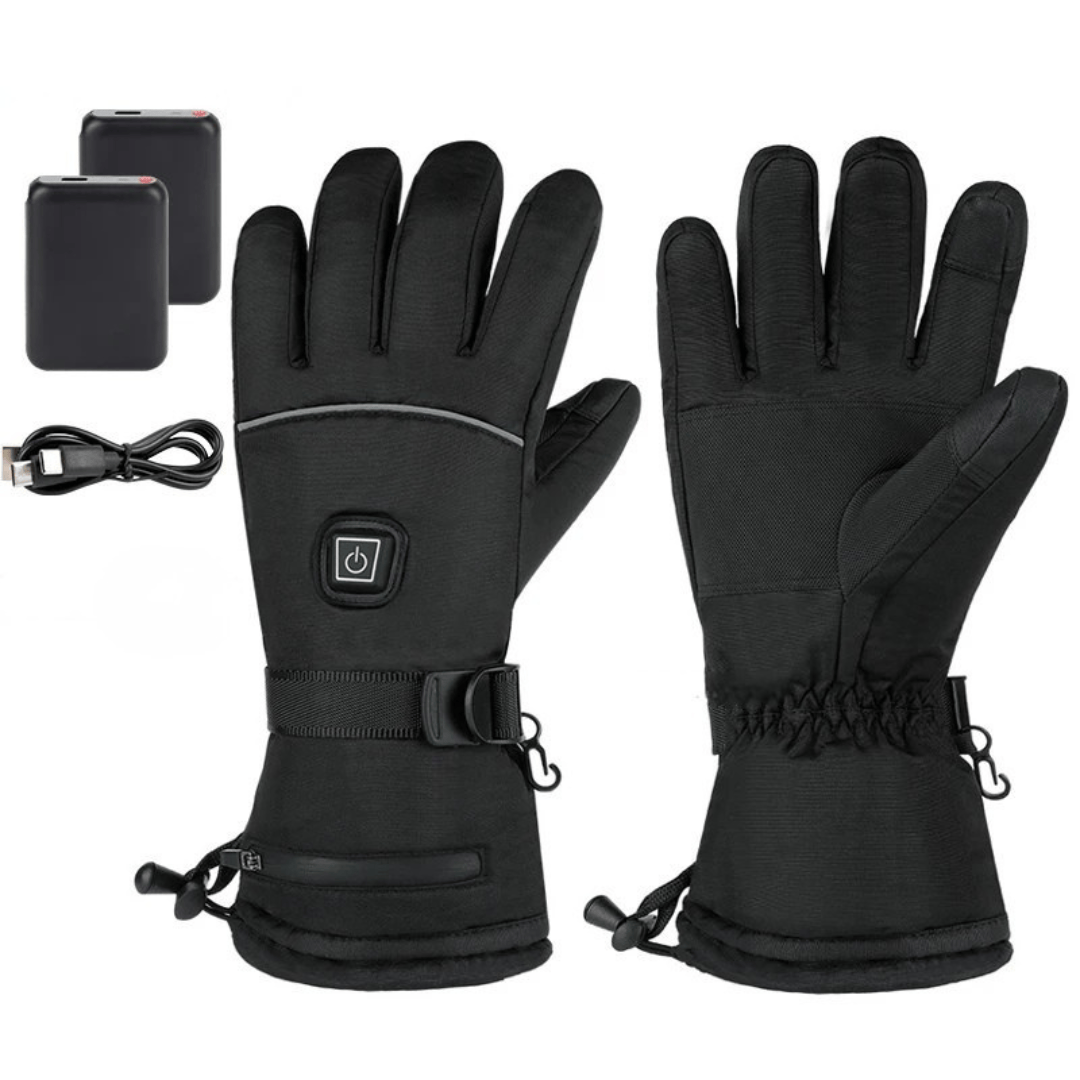 Pavoco Heizdecken Schwarz Wasserdichte beheizbare Handschuhe für Unisex elektrisch Winter 3 Temperaturstufen
