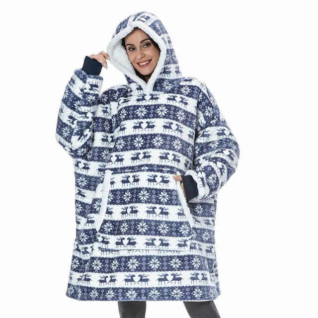 Pavoco Hoodies & Sweatshirts Blauer Hirsch Kuscheliger Hoodie für Unisex weich mit Kapuze und Taschen ideal für Zuhause