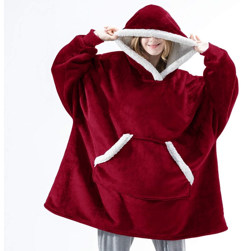 Pavoco Hoodies & Sweatshirts Rot Kuscheliger Hoodie für Unisex weich mit Kapuze und Taschen ideal für Zuhause