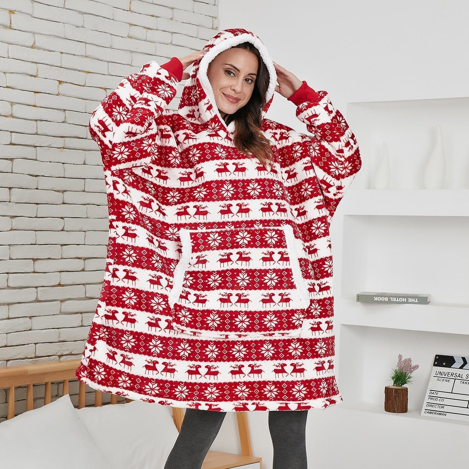 Pavoco Hoodies & Sweatshirts Roter Hirsch Kuscheliger Hoodie für Unisex weich mit Kapuze und Taschen ideal für Zuhause