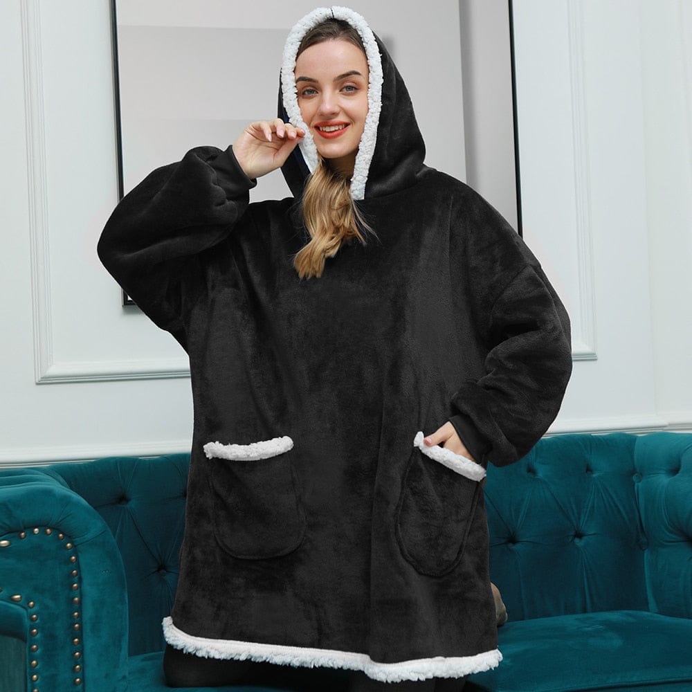 Pavoco Hoodies & Sweatshirts Schwarz Kuscheliger Hoodie für Unisex weich mit Kapuze und Taschen ideal für Zuhause