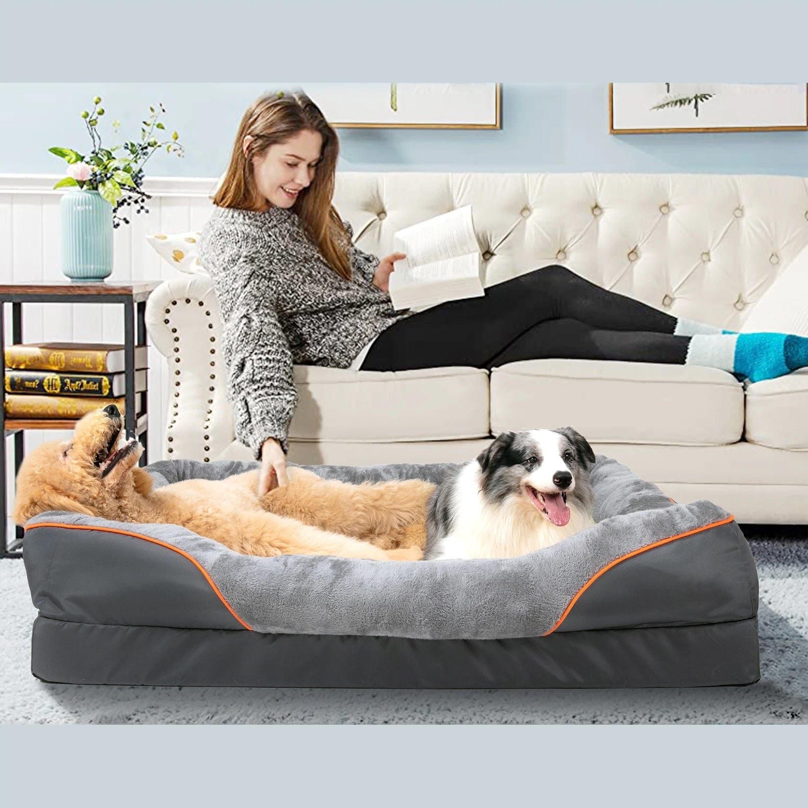 Pavoco Hundebetten Bequemes Orthopädisches Hundebett für Hunde wasserdicht rutschfest Oxford 600D