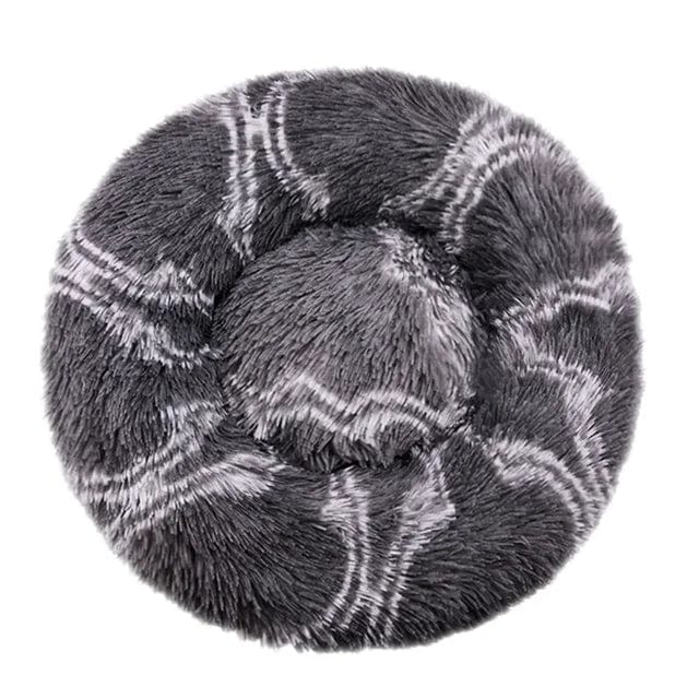Pavoco Hundebetten (S) Klein / Anthrazitgrau + Silberne Akzente Superweiches Wohlfühlbett für Hunde beruhigend rund Anti-Stress