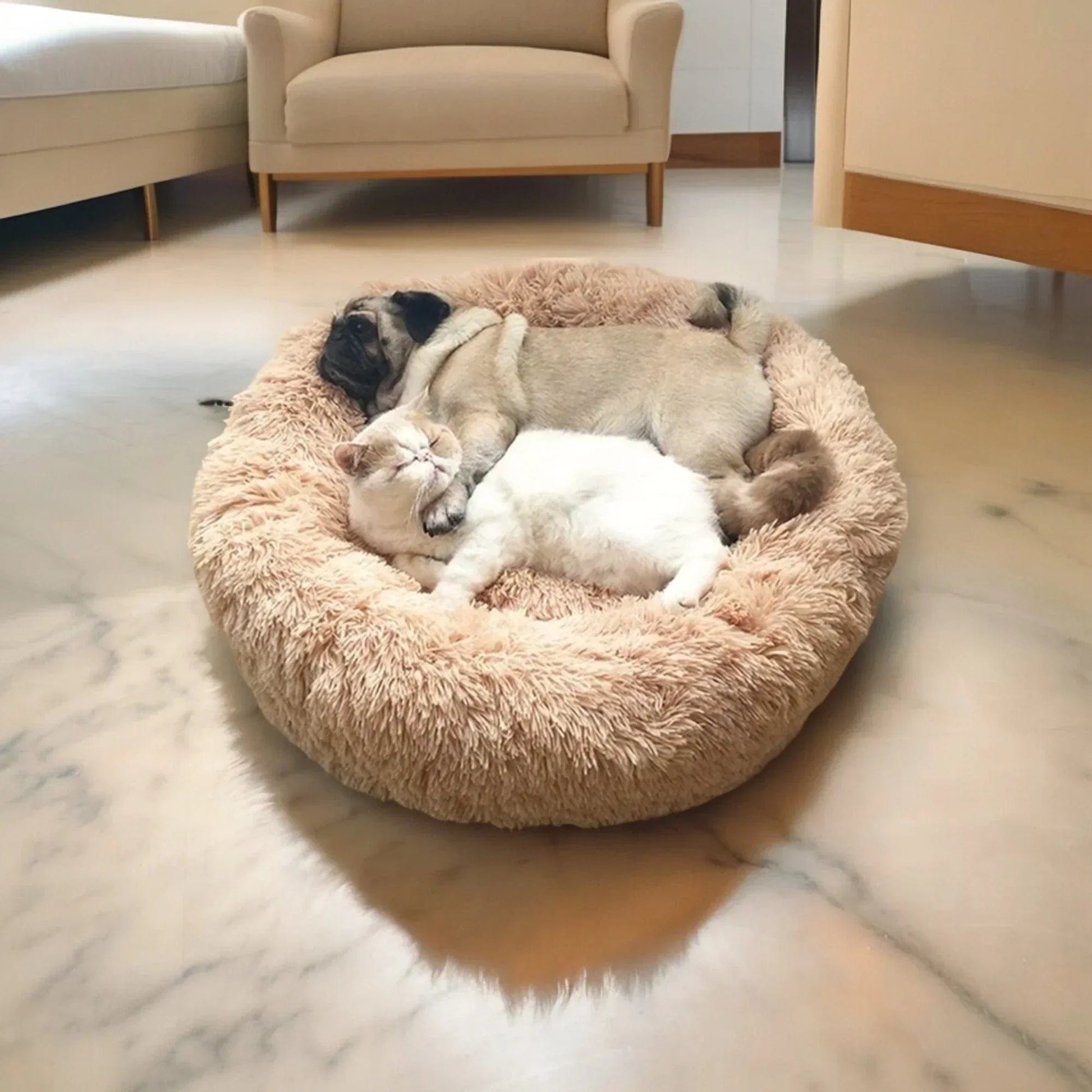 Pavoco Hundebetten Superweiches Wohlfühlbett für Hunde beruhigend rund Anti-Stress