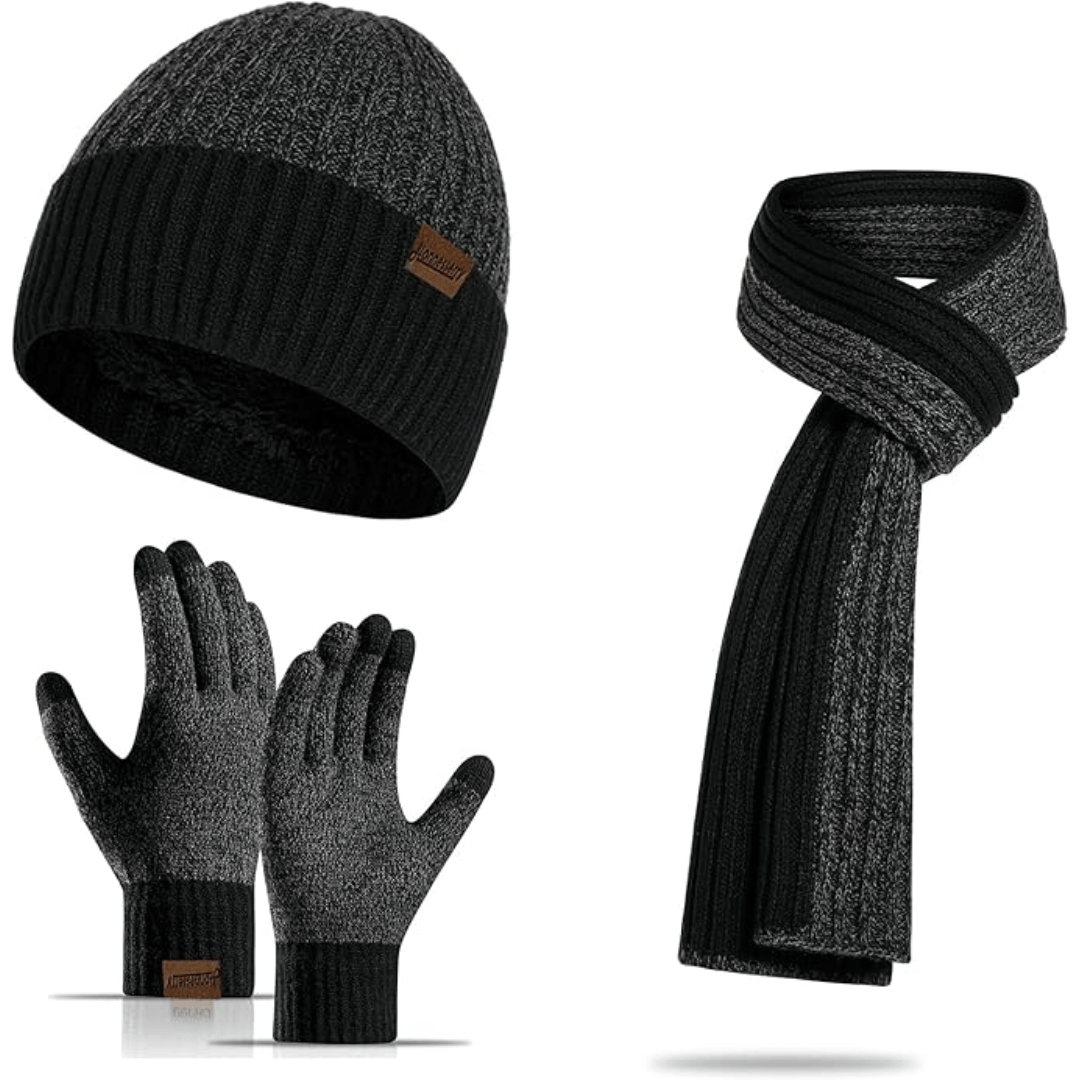 Pavoco Hüte & Handschuhe Stilvolles Winterset für Herren Mütze Handschuhe warm elastisch Strick