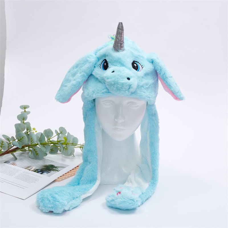 Pavoco Hüte & Mützen Blaues Einhorn Lustiger Winterhut für Unisex mit beweglichen Ohren und Plüschmaterial
