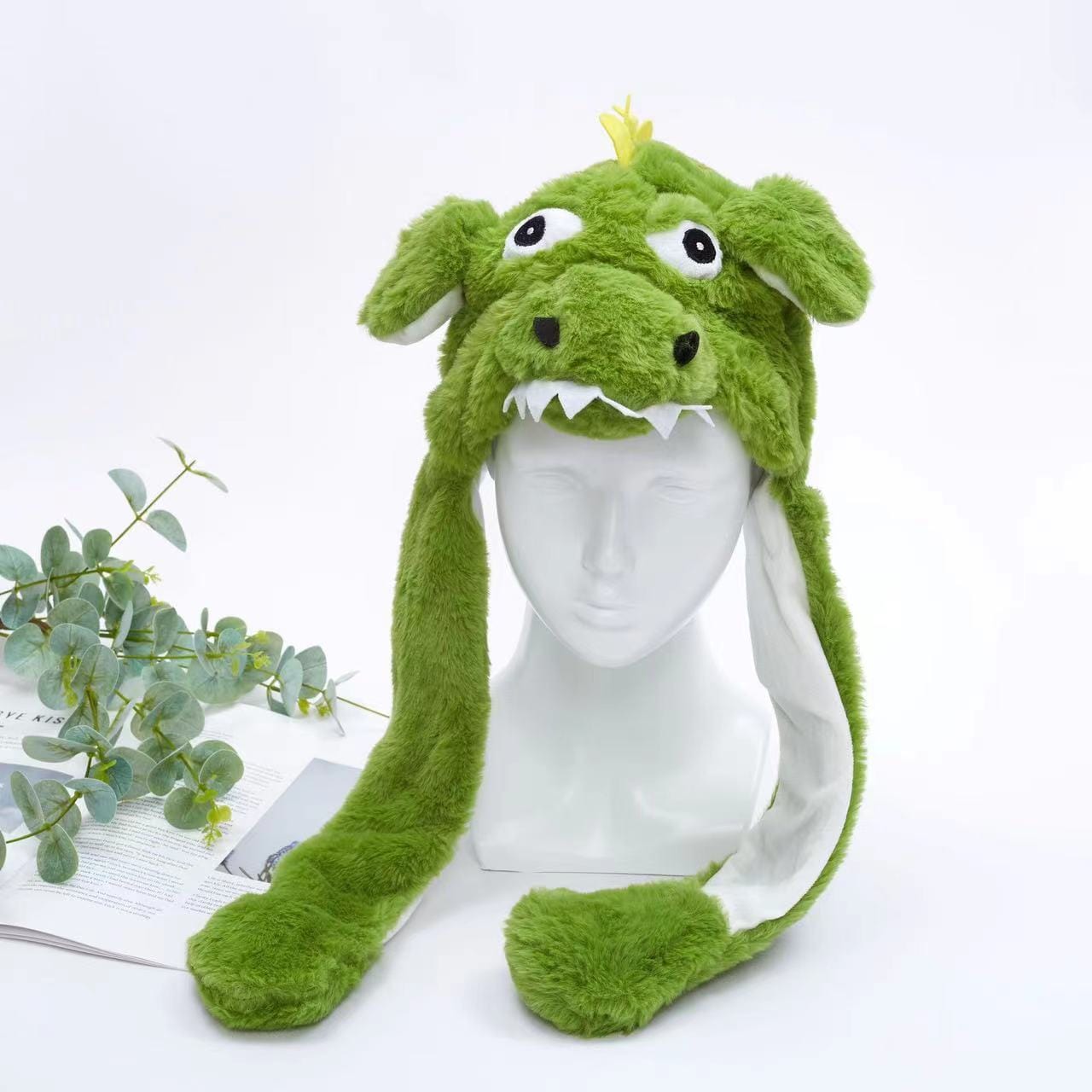 Pavoco Hüte & Mützen Dino Lustiger Winterhut für Unisex mit beweglichen Ohren und Plüschmaterial