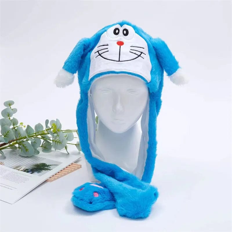 Pavoco Hüte & Mützen Doraemon Lustiger Winterhut für Unisex mit beweglichen Ohren und Plüschmaterial