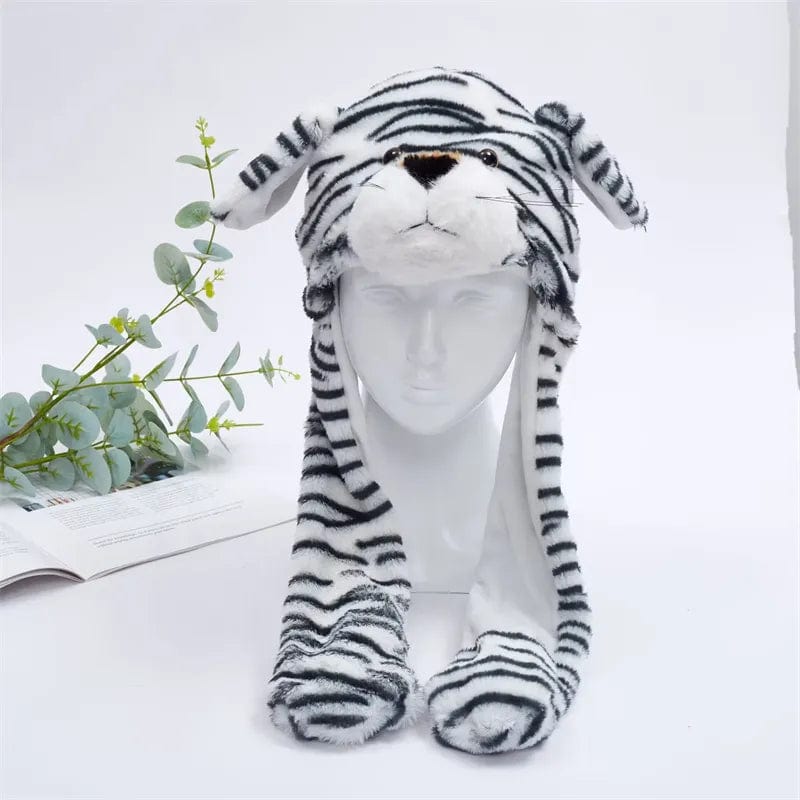 Pavoco Hüte & Mützen Gestreifter Hund Lustiger Winterhut für Unisex mit beweglichen Ohren und Plüschmaterial