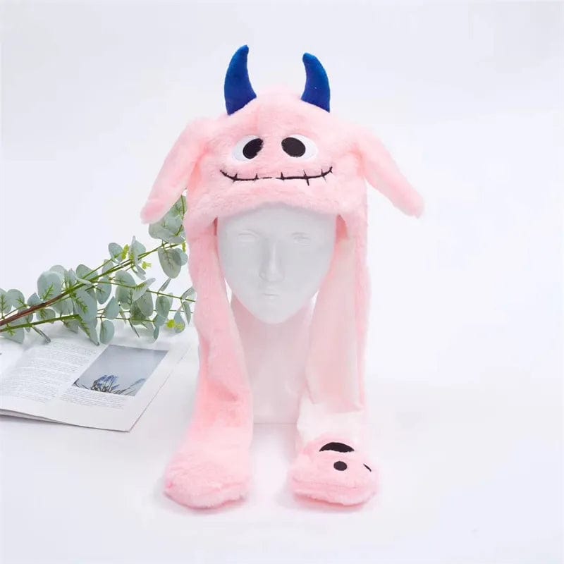 Pavoco Hüte & Mützen Halloween-Rosa-Monster Lustiger Winterhut für Unisex mit beweglichen Ohren und Plüschmaterial