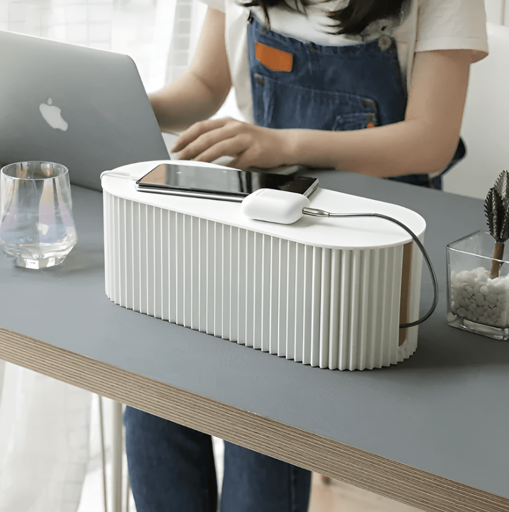 Pavoco Kabelmanagement Elegante Kabelbox für Unisex hitzebeständig in Macaron-Farben mit Steckdosenleiste