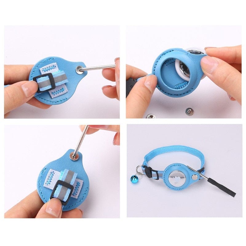 Pavoco Katzenhalsbänder & Geschirre Robustes AirTag-Halsband für Katzen sicher GPS-Tracking leicht