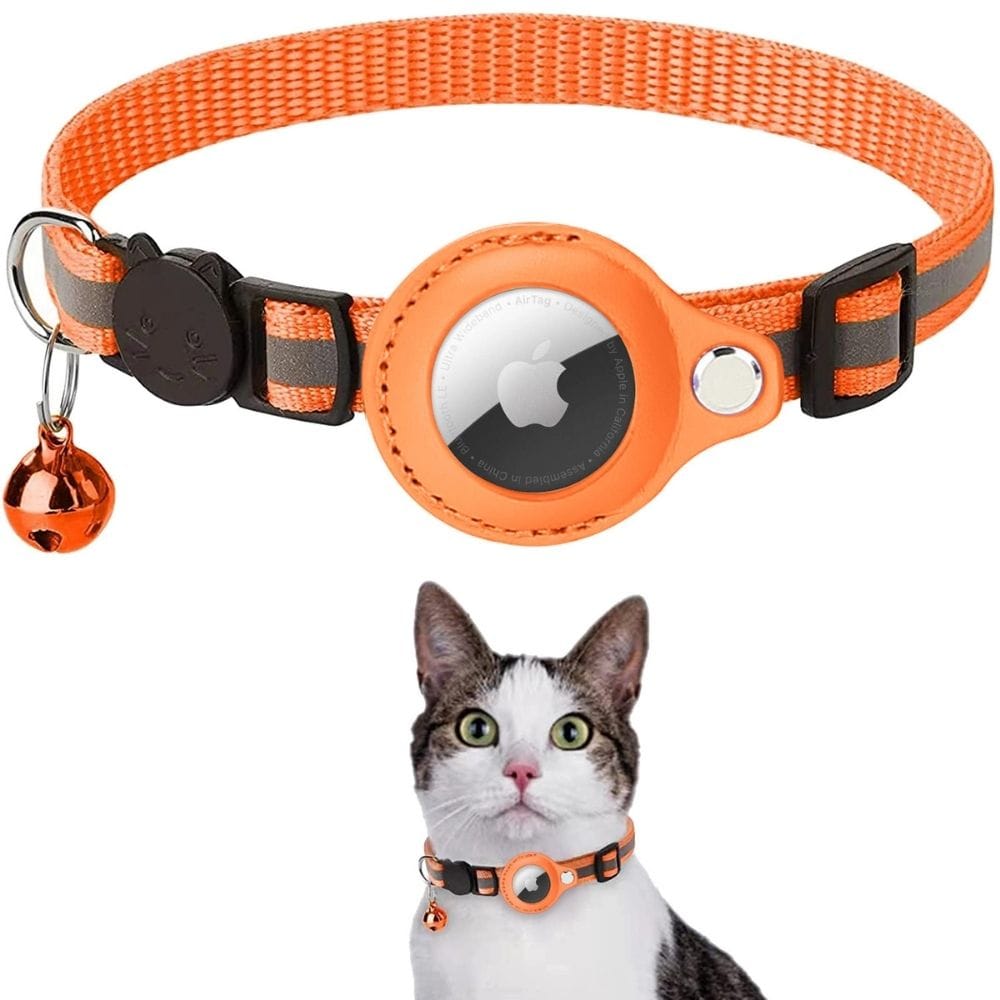 Pavoco Katzenhalsbänder Orange / Ohne GPS-Tracker Reflektierendes GPS Halsband für Katzen leicht mit Schnellverschluss und strapazierfähig