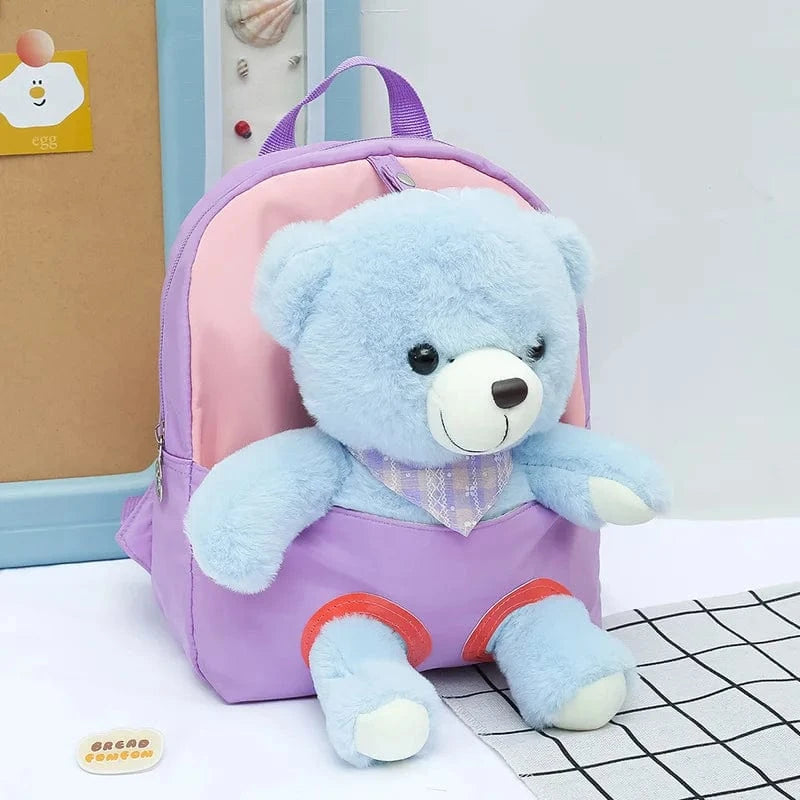 Pavoco Kinder-Rucksäcke Bär Hellblau - Lavendel Bärenstadt | Niedlicher Kindergartenrucksack für Kinder personalisierbar