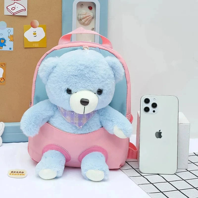 Pavoco Kinder-Rucksäcke Bär Hellblau - Rosa Bärenstadt | Niedlicher Kindergartenrucksack für Kinder personalisierbar