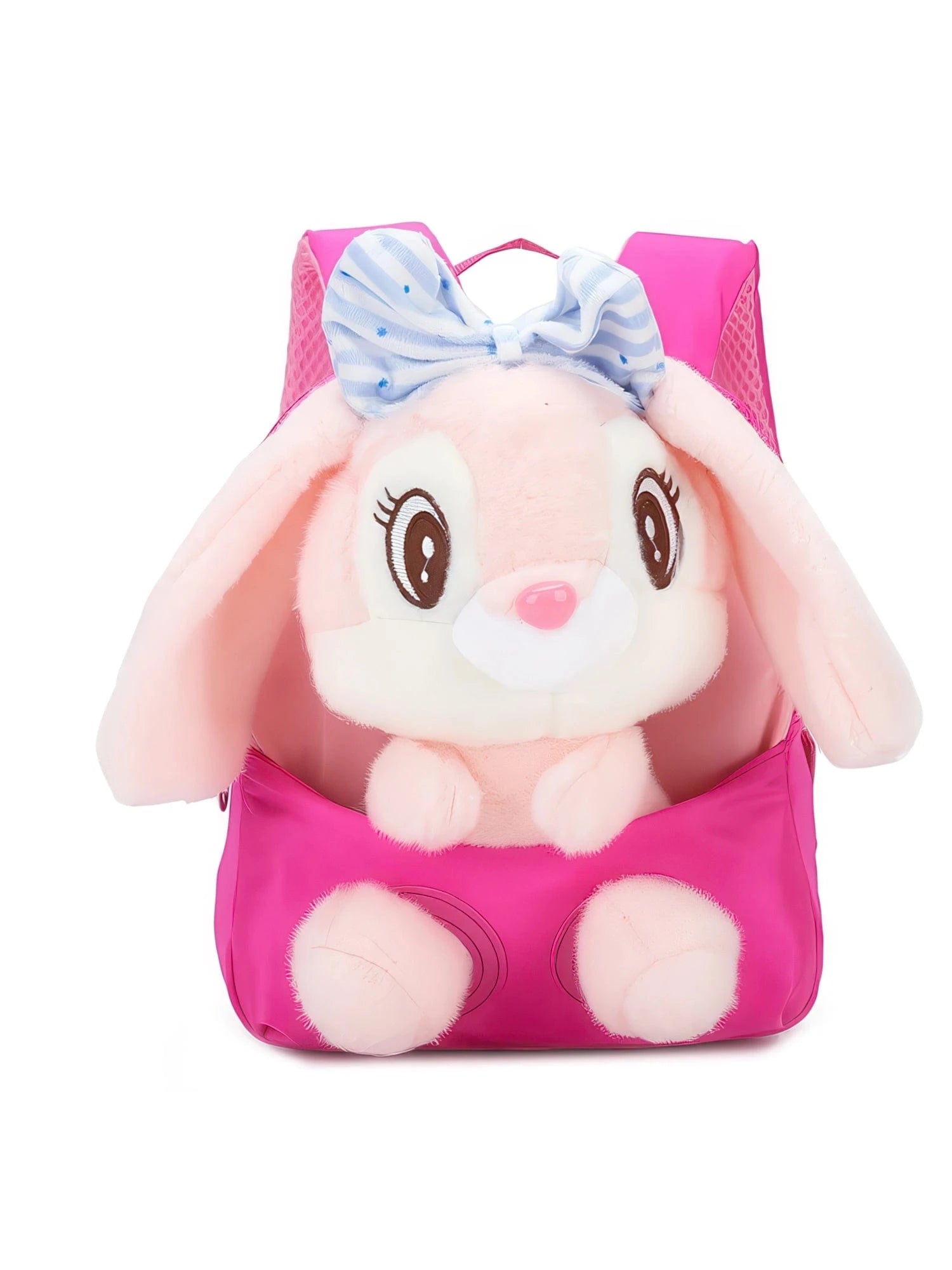 Pavoco Kinder-Rucksäcke Knallpink Rabbit | Plüschiger Kinderrucksack für Kinder 3D leicht