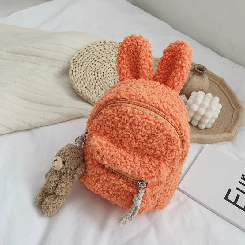 Pavoco Kinder-Rucksäcke Orange Flusch | Kompakter Kinderrucksack für Kinder Plüschdesign