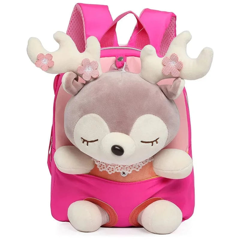 Pavoco Kinder-Rucksäcke Rentier Braun - Fuchsia Bärenstadt | Niedlicher Kindergartenrucksack für Kinder personalisierbar
