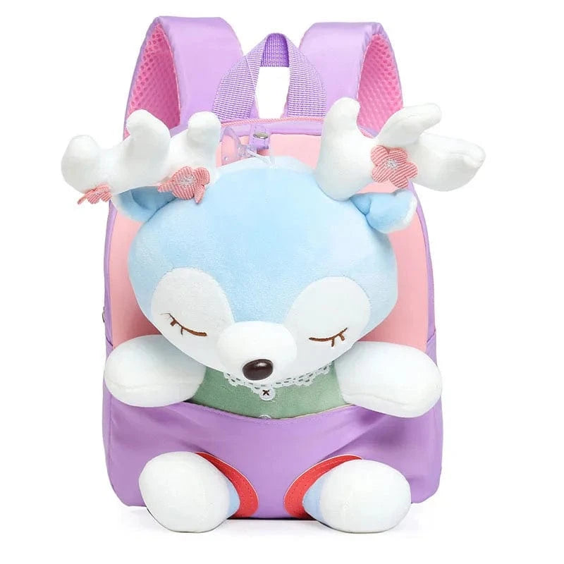 Pavoco Kinder-Rucksäcke Rentier Hellblau - Lavendel Bärenstadt | Niedlicher Kindergartenrucksack für Kinder personalisierbar