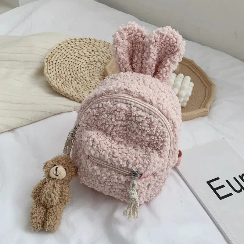 Pavoco Kinder-Rucksäcke Rosa-Braun Flusch | Kompakter Kinderrucksack für Kinder Plüschdesign