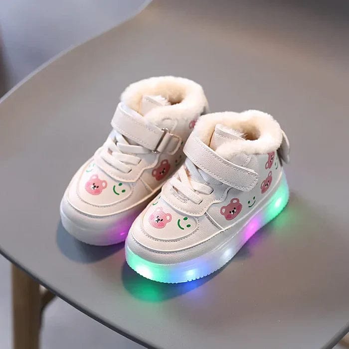 Pavoco Kinder Schuhe Weiß / 21 Leuchtende LED-Sneaker für Kinder bequem atmungsaktiv Herbst mit Klettverschluss