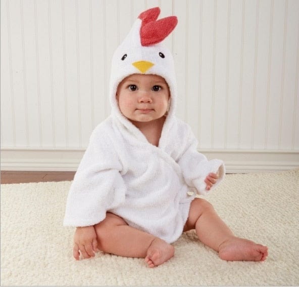 Pavoco Kinderbademäntel Huhn / 0-1 Jahre Weicher Tierbademantel für Kinder mit Kapuze aus Baumwolle