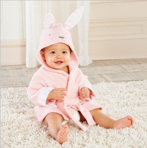 Pavoco Kinderbademäntel Rosa Hase / 0-1 Jahre Weicher Tierbademantel für Kinder mit Kapuze aus Baumwolle