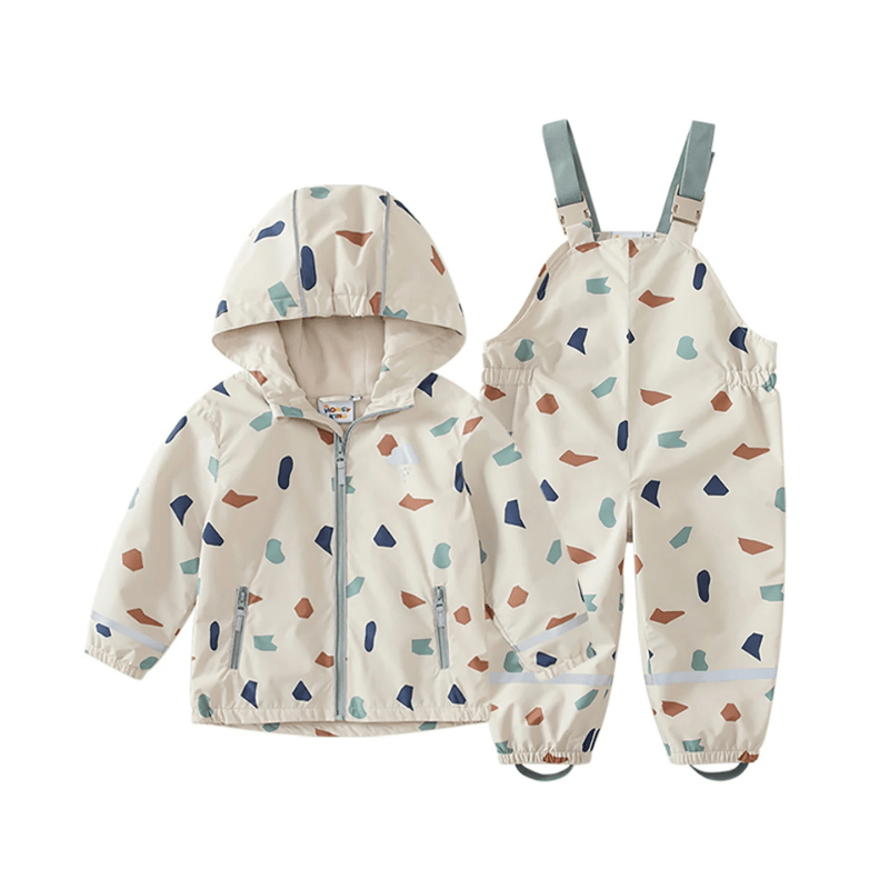 Pavoco Kinderregenbekleidung Beige / 92 Funktionale Regenjacke und Hose für Kinder wasserdicht bunt bewegungsfreundlich