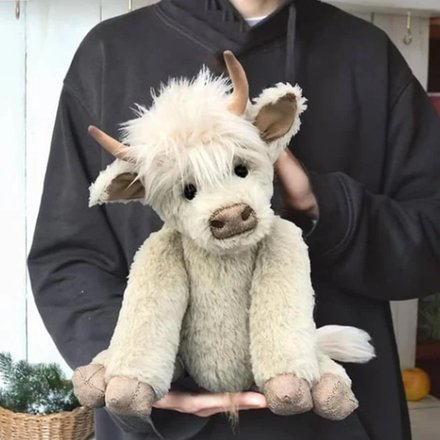 Pavoco Kissen & Polster Weiß Weiches Kuschelkissen für Kinder Plüsch 40x40 handgefertigt rustikal charmant