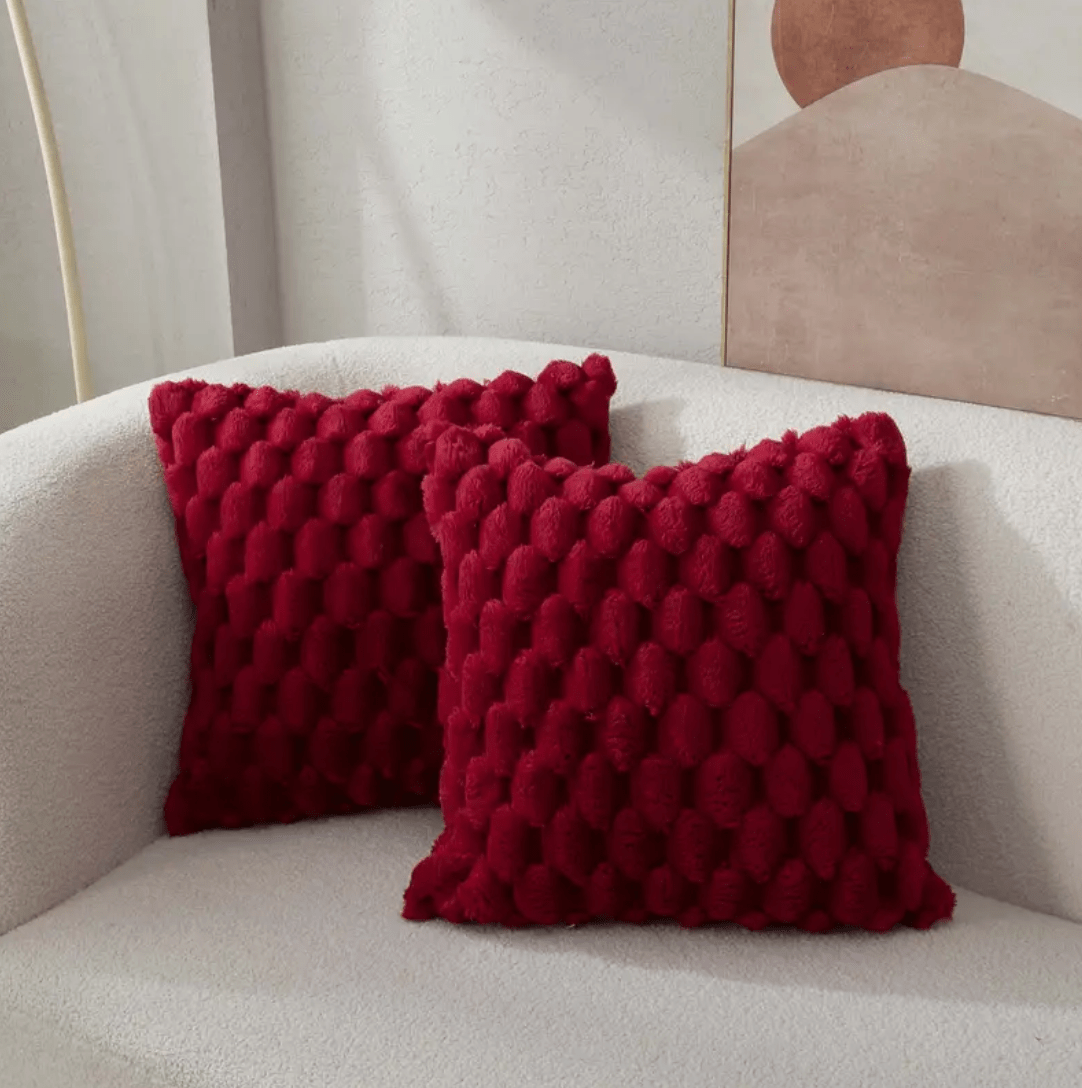 Pavoco Kissen Weinrot Kuscheliges Plüschkissen für Unisex weich pflegeleicht vielseitig 50x50 cm