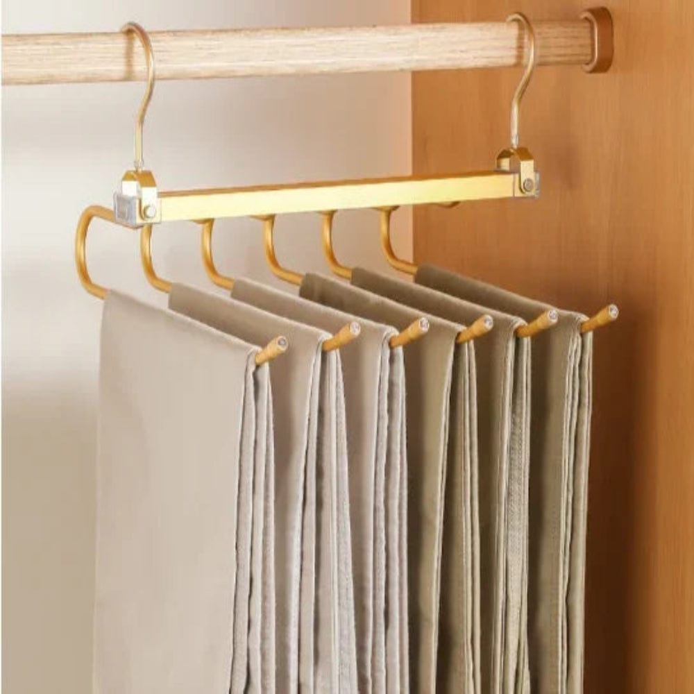 Pavoco Kleidung Aufbewahrung & Organisation Gold / 6 Schicht Platzsparender Hosenbügel für Unisex robust rutschfest Metall ideal für Kleiderschrank